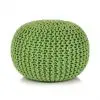 vidaXL Hand-Knitted Pouffe Cotton 50×35 cm Green