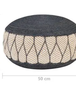 vidaXL Woven/Knitted Pouffe Jute Cotton 50×30 cm Blue