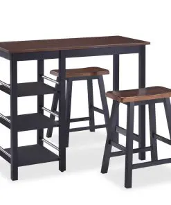vidaXL Bar Set 3 Pieces MDF Black