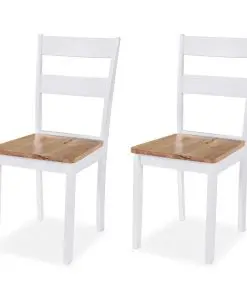 vidaXL Dining Chairs 2 pcs White Solid Rubber Wood