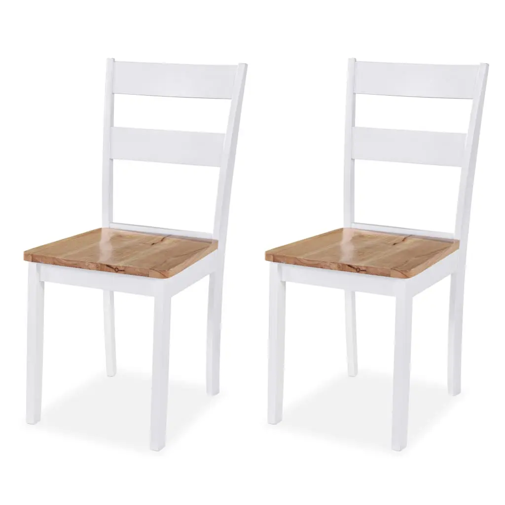 vidaXL Dining Chairs 2 pcs White Solid Rubber Wood