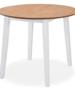 vidaXL Drop-leaf Dining Table Round MDF White