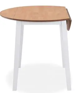 vidaXL Drop-leaf Dining Table Round MDF White