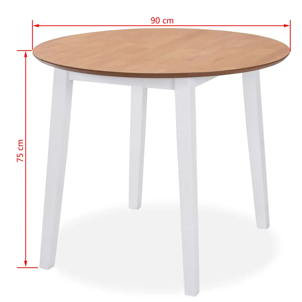vidaXL Drop-leaf Dining Table Round MDF White