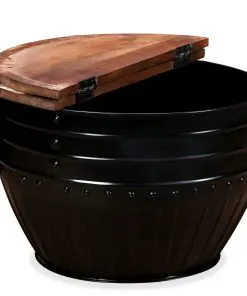 vidaXL Coffee Table Solid Reclaimed Wood Black Barrel Shape
