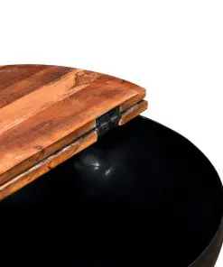 vidaXL Coffee Table Set 2 Pieces Solid Reclaimed Wood Black Bowl Shape