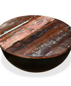 vidaXL Coffee Table Solid Reclaimed Wood Black Bowl Shape