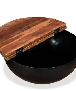 vidaXL Coffee Table Solid Reclaimed Wood Black Bowl Shape