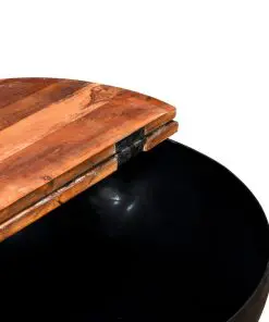 vidaXL Coffee Table Solid Reclaimed Wood Black Bowl Shape