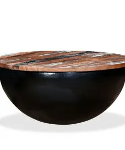 vidaXL Coffee Table Solid Reclaimed Wood Black Bowl Shape