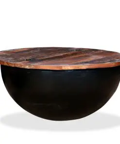 vidaXL Coffee Table Solid Reclaimed Wood Black Bowl Shape