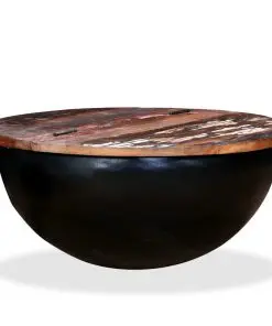 vidaXL Coffee Table Solid Reclaimed Wood Black Bowl Shape