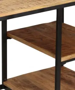 vidaXL Desk with Folding Stool Solid Mango Wood 115x50x76 cm