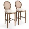 vidaXL Bar Chairs 2 pcs White Linen