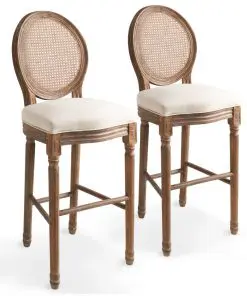 vidaXL Bar Chairs 2 pcs White Linen