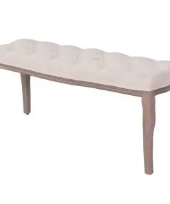 vidaXL Bench Linen Solid Wood 110x38x48 cm Cream White