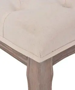 vidaXL Bench Linen Solid Wood 110x38x48 cm Cream White
