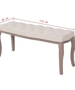 vidaXL Bench Linen Solid Wood 110x38x48 cm Cream White