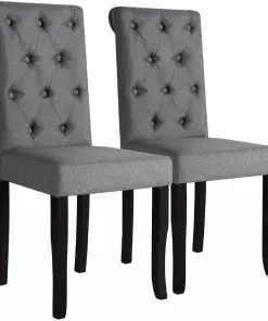 vidaXL Dining Chairs 2 pcs Dark Grey Fabric