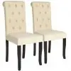 vidaXL Dining Chairs 2 pcs Cream Fabric