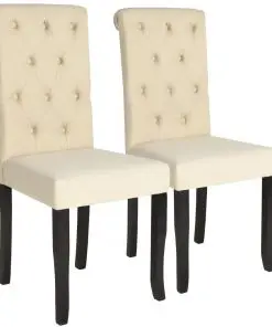 vidaXL Dining Chairs 2 pcs Cream Fabric