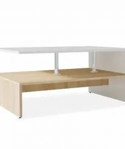 vidaXL Coffee Table Chipboard 90x59x42 cm Oak and White