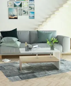 vidaXL Coffee Table Chipboard 90x59x42 cm Oak and White