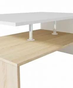 vidaXL Coffee Table Chipboard 90x59x42 cm Oak and White