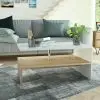vidaXL Coffee Table Chipboard 90x59x42 cm Oak and White