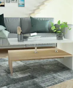 vidaXL Coffee Table Chipboard 90x59x42 cm Oak and White