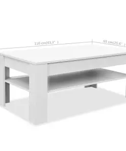 vidaXL Coffee Table Chipboard 110x65x48 cm White