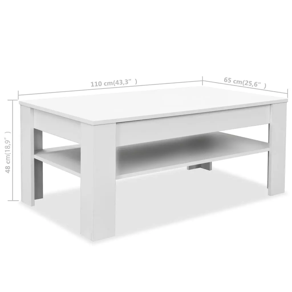 vidaXL Coffee Table Chipboard 110x65x48 cm White