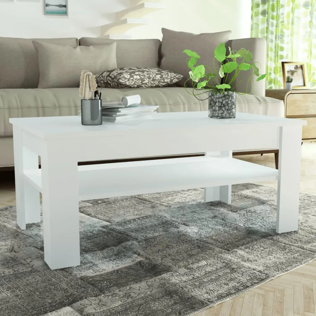 vidaXL Coffee Table Chipboard 110x65x48 cm White