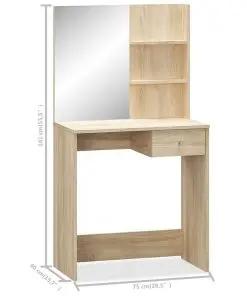 vidaXL Dressing Table Chipboard 75x40x141 cm Oak