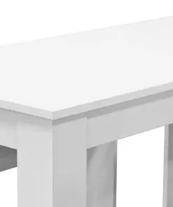 vidaXL Dining Table and Benches 3 Pieces Chipboard White