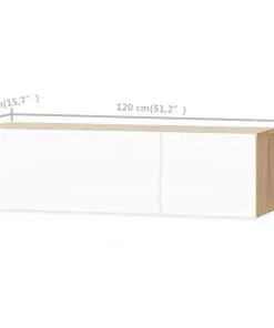 vidaXL TV Cabinet Chipboard 120x40x34 cm High Gloss White and Oak