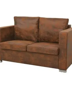 vidaXL Sofa Set 2 Pieces Artificial Suede Leather