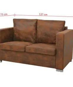 vidaXL Sofa Set 2 Pieces Artificial Suede Leather