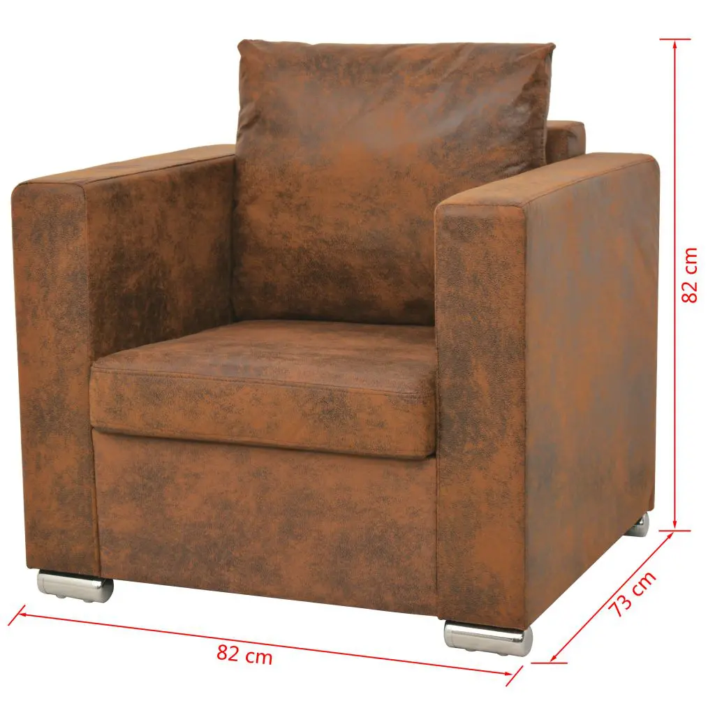vidaXL Sofa Set 3 Pieces Artificial Suede Leather