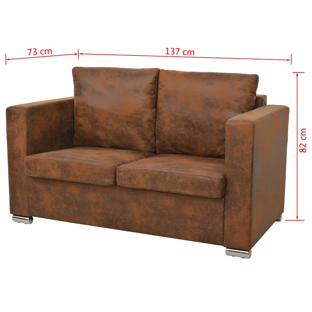 vidaXL Sofa Set 3 Pieces Artificial Suede Leather