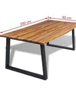 vidaXL Dining Table Solid Acacia Wood 200x90x75 cm