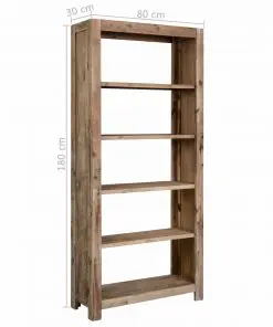 vidaXL 5-Tier Bookcase 80x30x180 cm Solid Acacia Wood