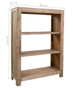vidaXL 3-Tier Bookcase 80x30x110 cm Solid Acacia Wood
