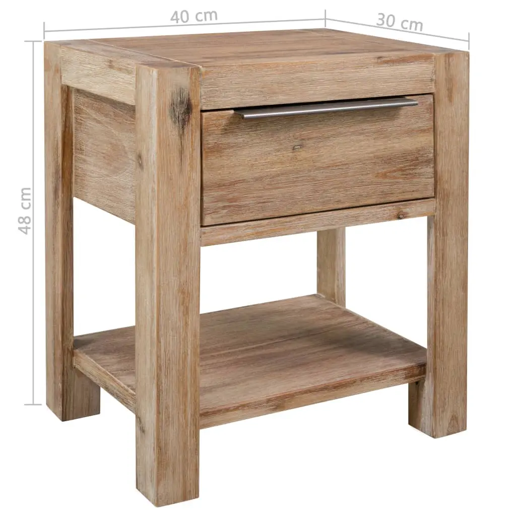vidaXL Nightstand with Drawer 40x30x48 cm Solid Acacia Wood