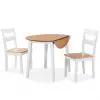 vidaXL Dining Set 3 Pieces MDF and Rubberwood White