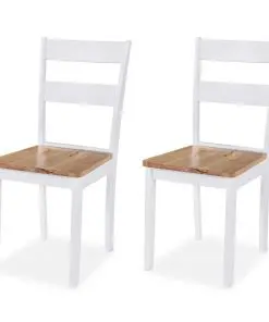 vidaXL Dining Set 3 Pieces MDF and Rubberwood White
