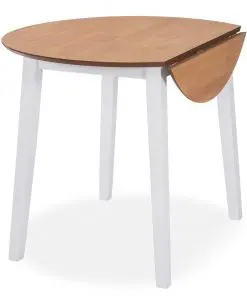 vidaXL Dining Set 3 Pieces MDF and Rubberwood White