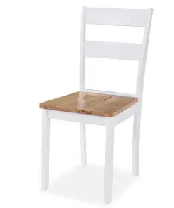 vidaXL Dining Set 3 Pieces MDF and Rubberwood White