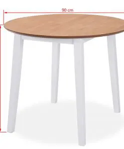 vidaXL Dining Set 3 Pieces MDF and Rubberwood White