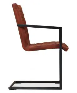 vidaXL Dining Chairs 2 pcs Brown Real Leather